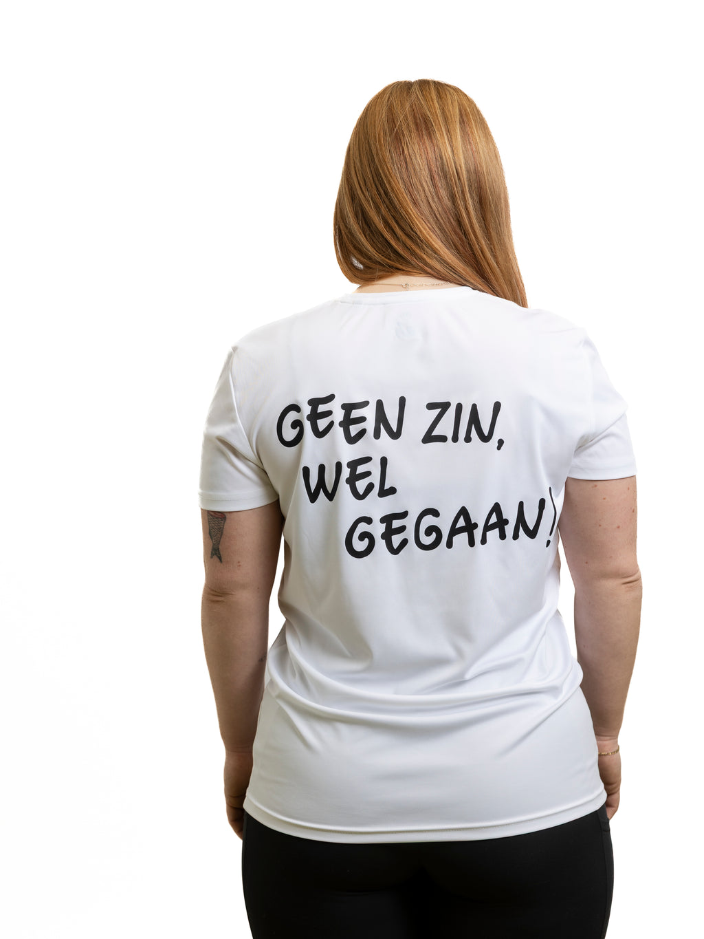 Wit sport T-shirt: Geen zin, wel gegaan!